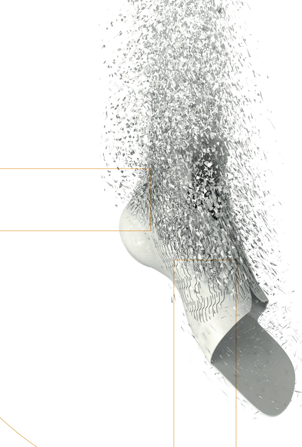 Visualisierung einer individuellen Orthese, die sich in dreieckige Netzflächen auflöst